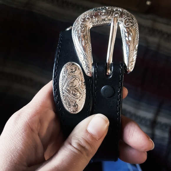 Silver Creek Accessories - "SILVER CREEK" CONCHO BELT - BLACK